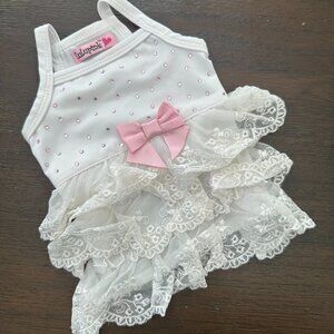 #PoshPets White Lace and Ruffle Dress